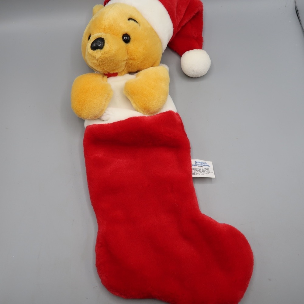 Disney‎ Winnie The Pooh Plush Christmas Stocking Soft 22" Stuffed Head